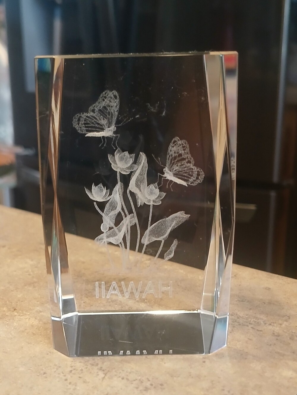 Vintage Hawaii 3D Laser-etched Cystal Glass Paperweight - Picture 3 of 6